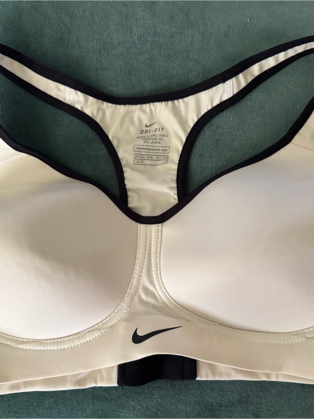 Nike White Sports Bra with Black Trim